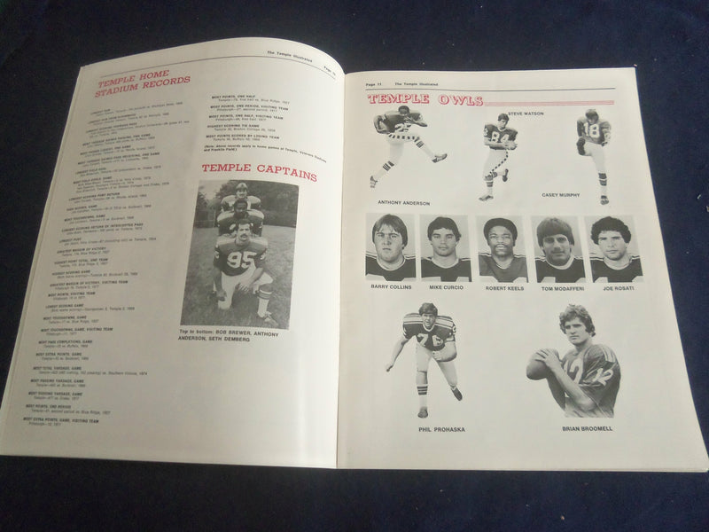 1978 SEP 1 FOOTBALL PROGRAM - TEMPLE UNIVERSITY VS PENN STATE UNIV - SP 1214G