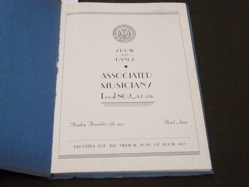 1937 ASSOCIATED MUSICIANS MEDICAL FUND BENEFIT LOCAL 802 PROGRAM - J 2081