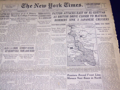 1943 APRIL 4 NEW YORK TIMES - PATTON ATTACKS EAST OF EL GUETTAR - NT 2144