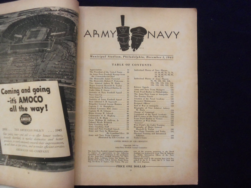 1945 DECEMBER 1 ARMY-NAVY FOOTBALL PROGRAM-MUNICIPAL STADIUM PHILADELPHIA- K 116