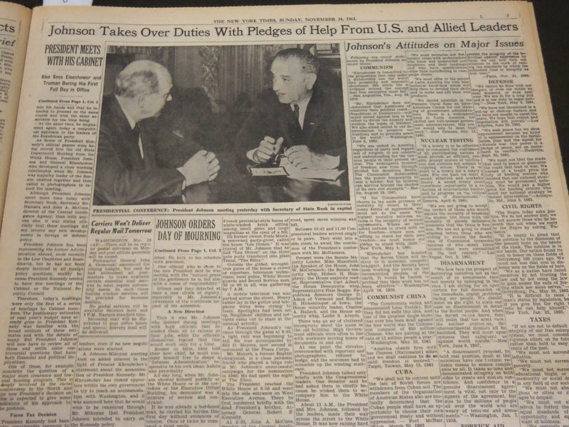 1963 NOVEMBER 24 NEW YORK TIMES - KENNEDY'S BODY LIES IN WHITE HOUSE - NT 7172