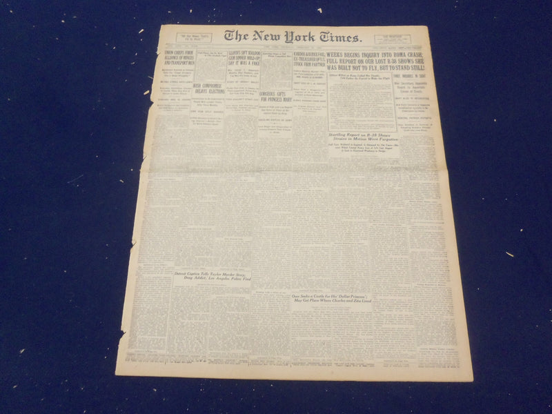 1922 FEBRUARY 23 NEW YORK TIMES - WEEKS BEGINS INQUIRY INTO ROMA CRASH - NT 9021