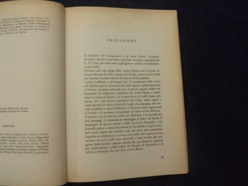 1962 CIMA DA CONEGLIANO HARDCOVER BOOK - ITALIAN TEXT - KD 8346