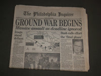 1991 FEBRUARY 24 PHILADELPHIA INQUIRER NEWSPAPER - GROUND WAR BEGINS - NP 3125