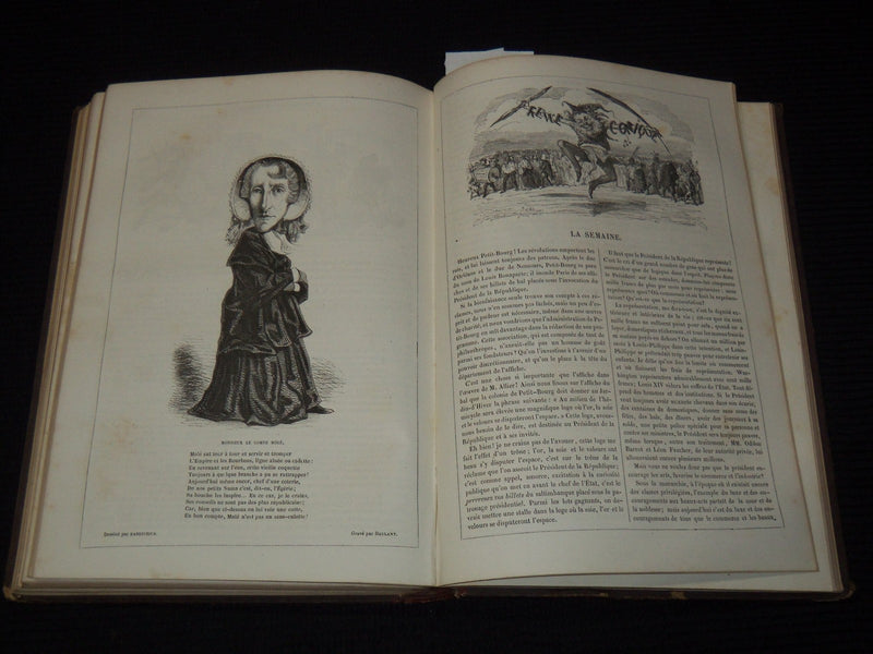 1848-1849 REVUE COMIQUE FRENCH MAGAZINE BOUND VOLUME - NICE ILLUS. - KD 879E