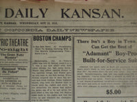 1915 OCTOBER 8-13 CONCORDIA DAILY KANSAN NEWSPAPER - WORLD SERIES - NP 3805