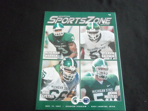 2007 NOVEMBER 17 FOOTBALL PROGRAM - MICHIGAN STATE VS PENN STATE UNIV - B 5533W