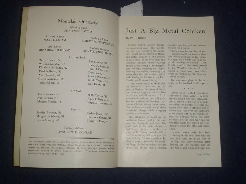 1940-1941 MONTCLAIR QUARTERLY MAGAZINE - LOT OF 2 - J 6438