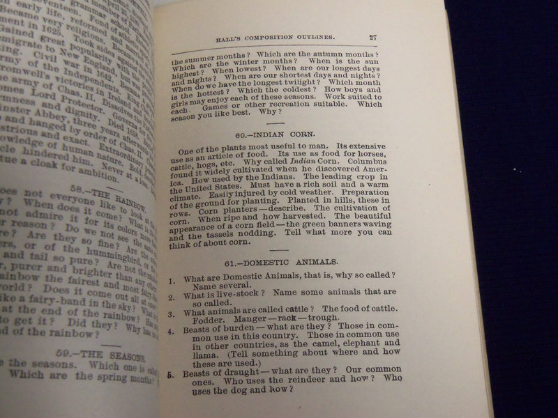 1887 HALL'S COMPOSITION OUTLINES BOOK BY HATTIE HALL - K 515