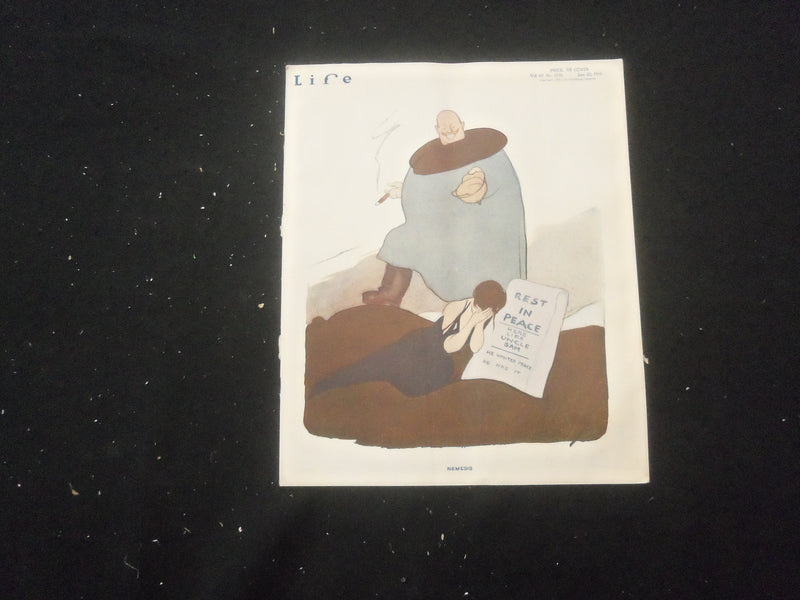 1916 JUNE 22 LIFE MAGAZINE- NEMESIS - REST IN PEACE, HERE LIES UNCLE SAM- L 763L