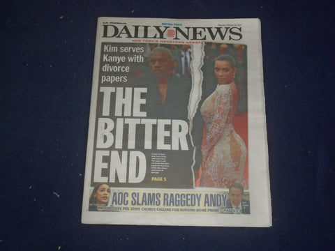 2021 FEBRUARY 20 NEW YORK DAILY NEWS- KIM KARDASHIAN SERVES KANYE DIVORCE PAPERS