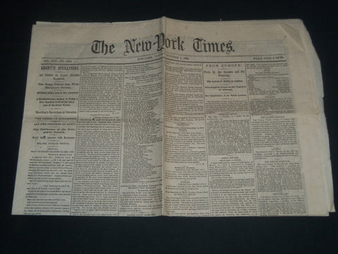 1864 OCTOBER 4 NEW YORK TIMES NEWSPAPER - GRANT'S OPERATIONS - NP 3987