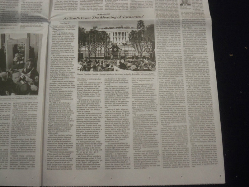 2021 FEB 11 NEW YORK TIMES - DEMOCRATS TRACE TRUMP MOB'S PATH IN CHILLING DETAIL