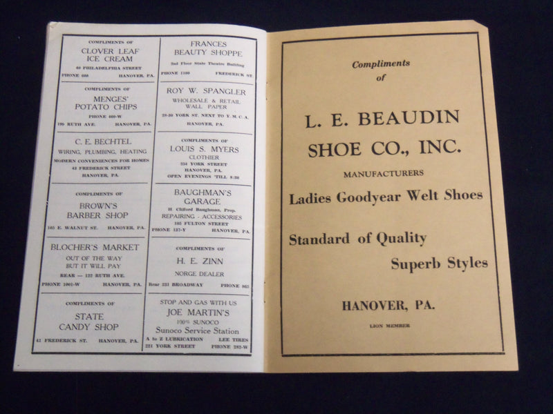 1941 THE BARS AND STRIPES MINSTREL PROGRAM - HANOVER, PENNSYLVANIA - J 8982