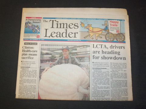 1993 SEP 17 WILKES-BARRE TIMES LEADER-CLINTON: HEALTHCARE PLAN SACRIFICE-NP 7543