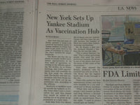 2021 FEBRUARY 6-7 THE WALL STREET JOURNAL - YANKEE STADIUM FOR VIRUS VACCINE