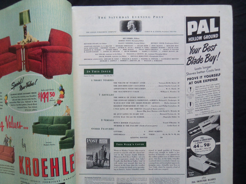 1950 AUGUST 12 THE SATURDAY EVENING POST MAGAZINE - ILLUSTRATED COVER - SP 1837