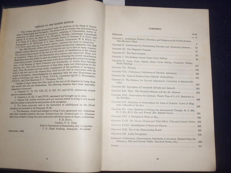 1943 NAVIGATION AND NAUTICAL ASTRONOMY HARDCOVER BOOK BY COMM. DUTTON - KD 9082