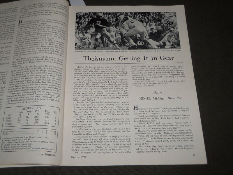 1969 DECEMBER 5 NOTRE DAME FOOTBALL REVIEW PROGRAM - GAME PHOTOS - J 2733