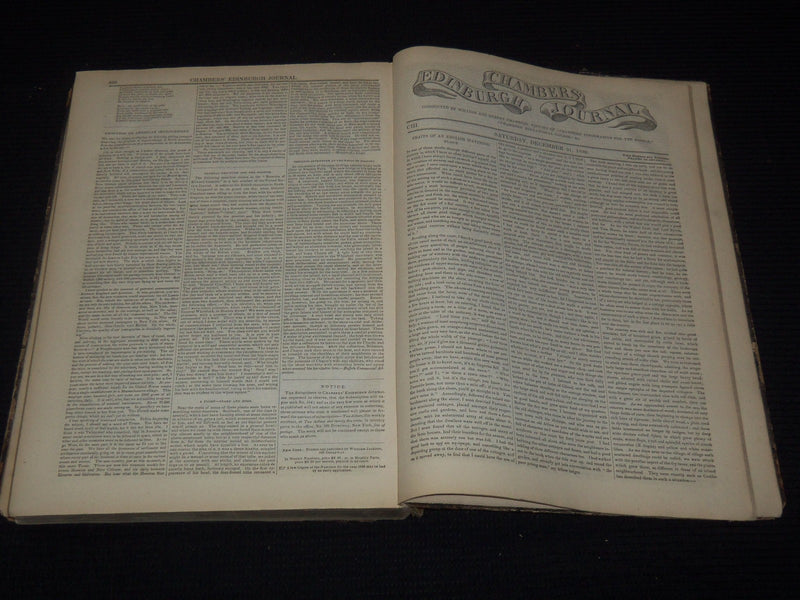 1839 JAN-DEC CHAMBERS' EDINBURGH JOURNAL MAGAZINE BOUND VOLUME - KD 5403G