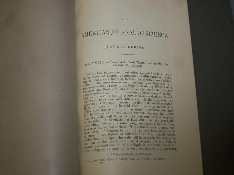 1897 FRACTIONAL CRYSTALLIZATION OF ROCKS BY GEORGE F. BECKER - J 4898