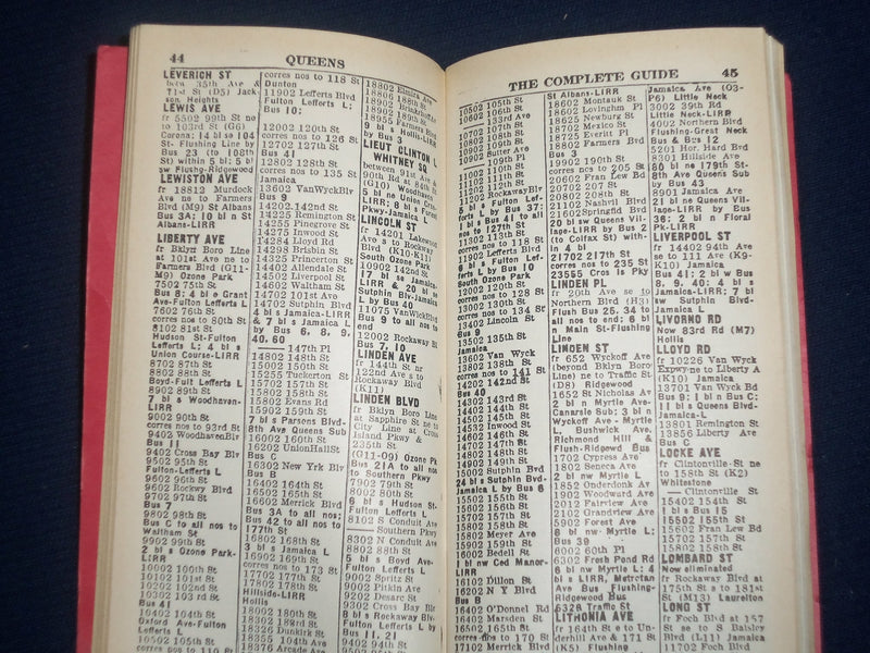 1956 UP TO DATE THE COMPLETE STREET GUIDE TO QUEENS - FOLD OUT MAP - J 5729