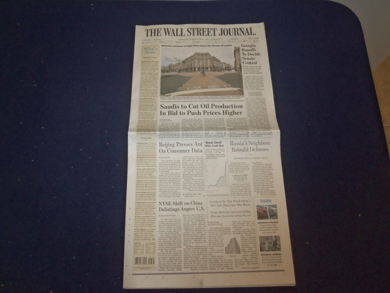2021 JANUARY 6 THE WALL STREET JOURNAL -GEORGIA RUNOFFS TO DECIDE SENATE CONTROL