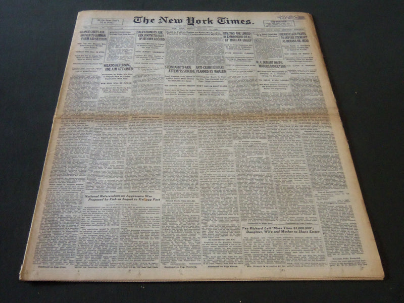 1929 JAN 11 NEW YORK TIMES - ROCKEFELLER FIGHTS STEWART AS INDIANA OIL - NT 6620