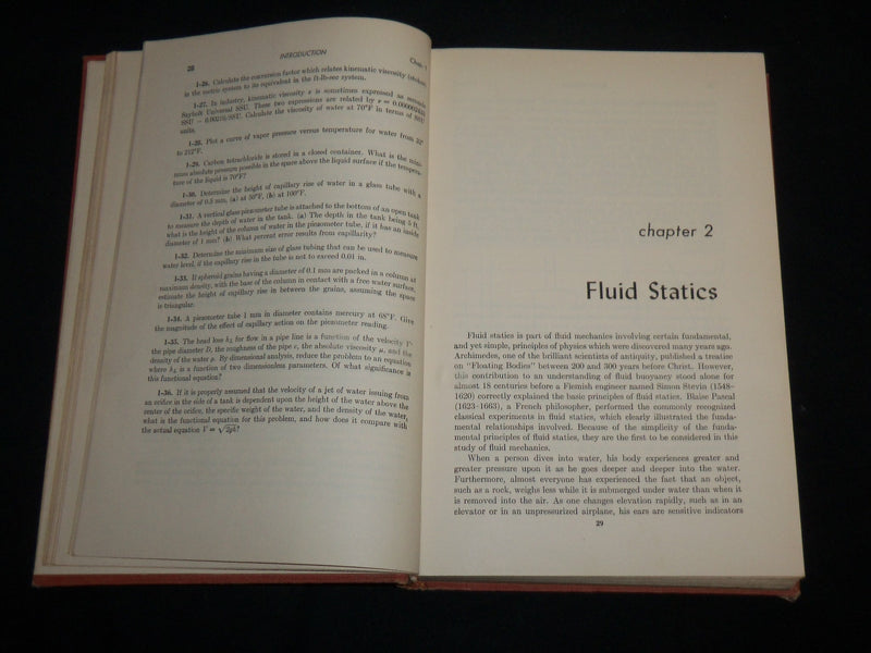 1961 FLUID MECHANICS FOR ENGINEERS HARDCOVER BOOK - SECOND PRINTING - KD 6639