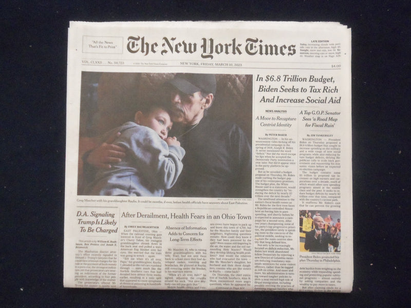 2023 MARCH 10 NEW YORK TIMES - BIDEN DEEKS TO TAX RICH AND INCREASE SOCIAL AID