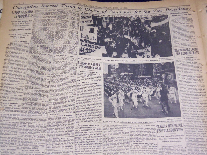 1935 JUNE 12 NEW YORK TIMES - REPUBLICANS NAME LANDON UNANIMOUSLY - NT 1936