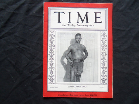 1933 JANUARY 16 TIME MAGAZINE - LAWRENCE MERVIL TIBBETT - T 354