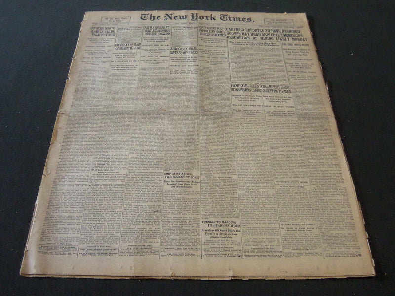 1919 DEC 12 NEW YORK TIMES - J. D. ROCKEFELLER SR. SWEARS OFF TAXES - NT 6217