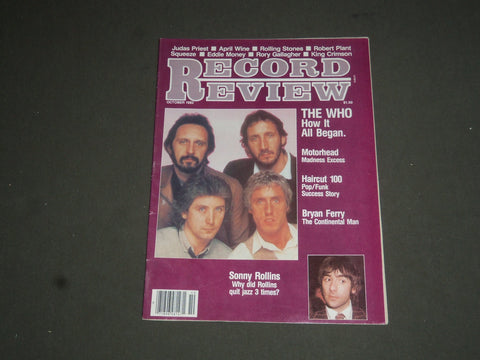 1982 OCTOBER RECORD REVIEW MAGAZINE - THE WHO COVER - SP 7794