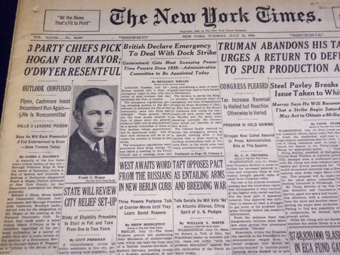 1949 JULY 12 NEW YORK TIMES - PARTY CHIEFS PICK HOGAN FOR MAYOR - NT 2647