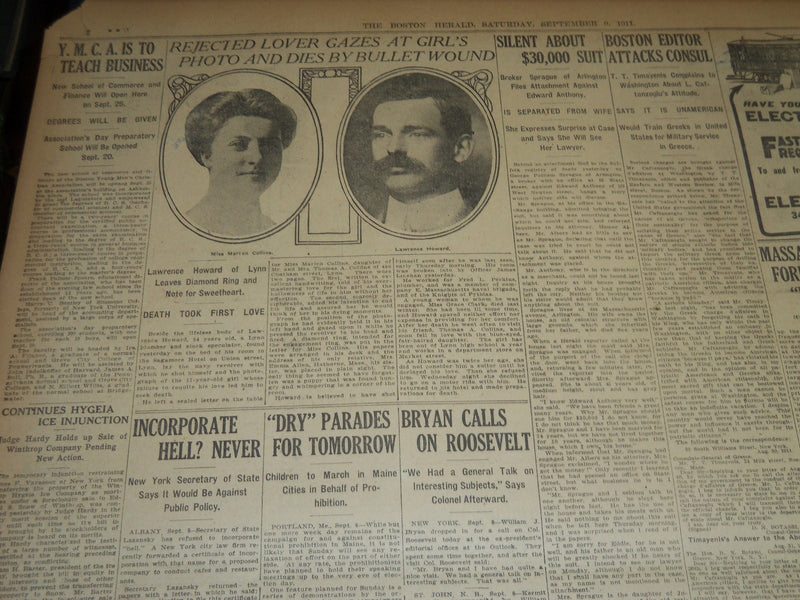 1911 SEPTEMBER 9 THE BOSTON HERALD - DR. THOMAS DWIGHT DIES AT NAHANT - BH 309