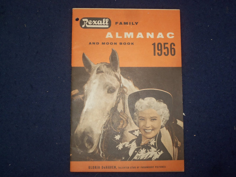1956 REXALL FAMILY ALMANAC AND MOON BOOK SOFTCOVER -GLORIA DEHAVEN COVER- J 9769
