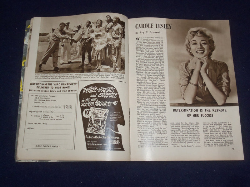 1957 APRIL FILM REVIEW MAGAZINE - JANETTE SCOTT - THE GOOD COMPANIONS - J 9687