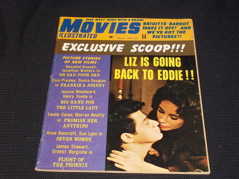 1966 MARCH MOVIES ILLUSTRATED MAGAZINE - LIZ & BURTON FRONT COVER - E 3914