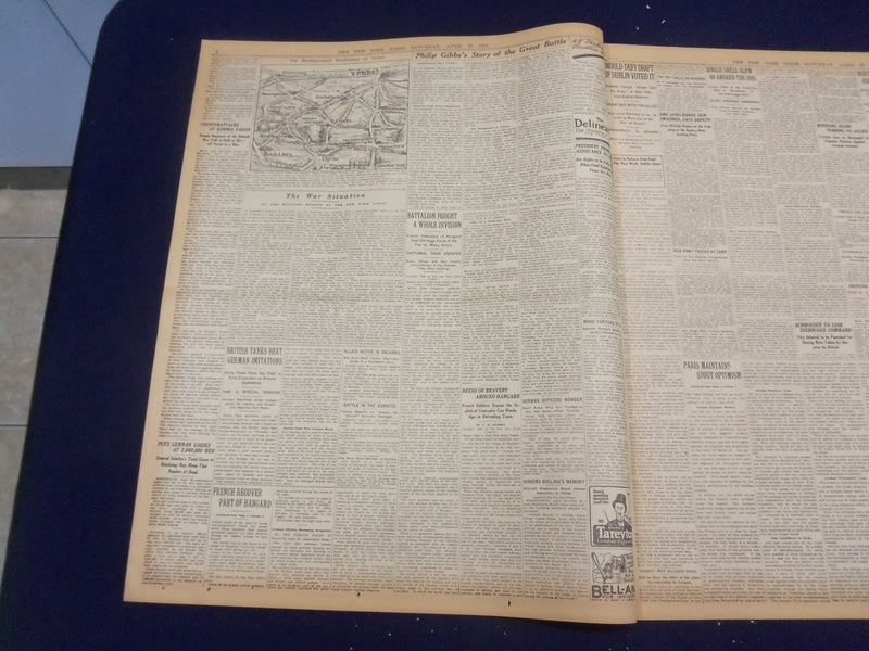 1918 APRIL 27 NEW YORK TIMES - GERMANS HOLD KEMMEL PUSH TO ST. ELOI - NT 8215