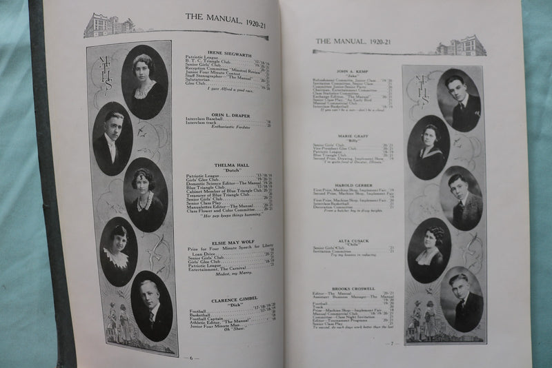 1920-1922 THE MANUAL-TRAINING H.S. PEORIA YEARBOOKS- LOT OF 2- SOFTCOVER- K 3346