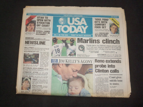 1997 OCTOBER 15 USA TODAY NEWSPAPER - RENO EXTENDS PROBE CLINTON CALLS - NP 7879