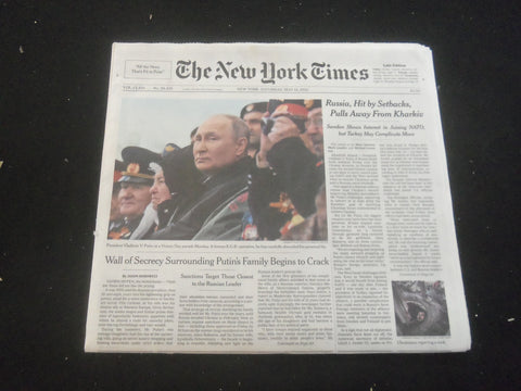 2022 MAY 14 NEW YORK TIMES - RUSSIA, HIT BY SETBACKS, PULLS AWAY FROM KHARKIV