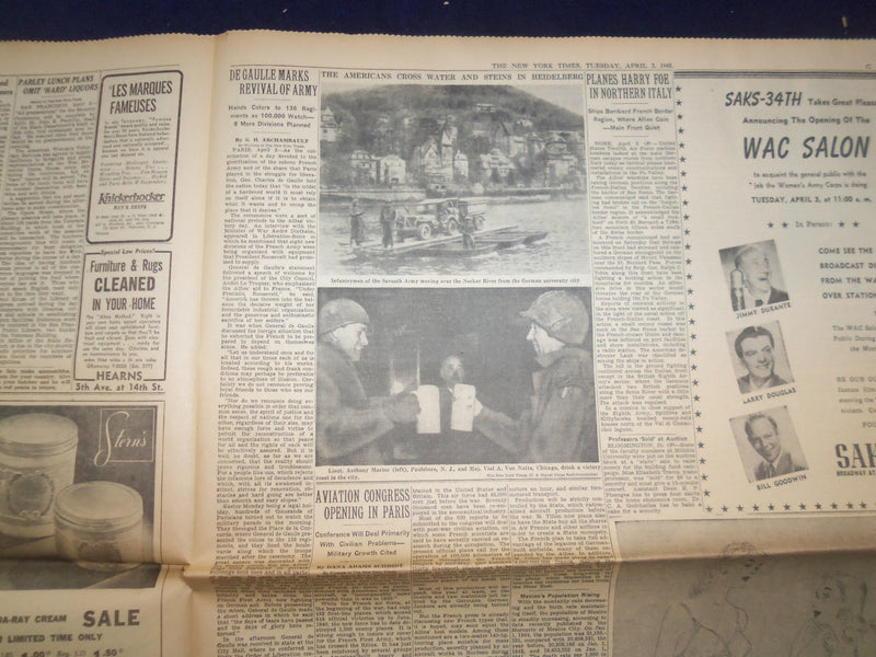 1945 APRIL 3 NEW YORK TIMES - BRITISH SWEEP MENACES FOE IN HOLLAND - NP 6684