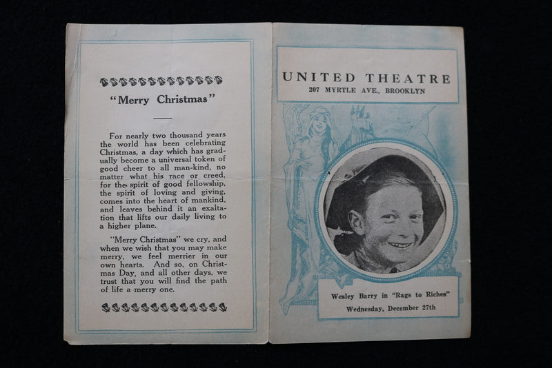 1920'S UNITED THEATRE MOVIE LISTINGS - LOT OF 3 - BROOKLYN, NEW YORK - K 2869