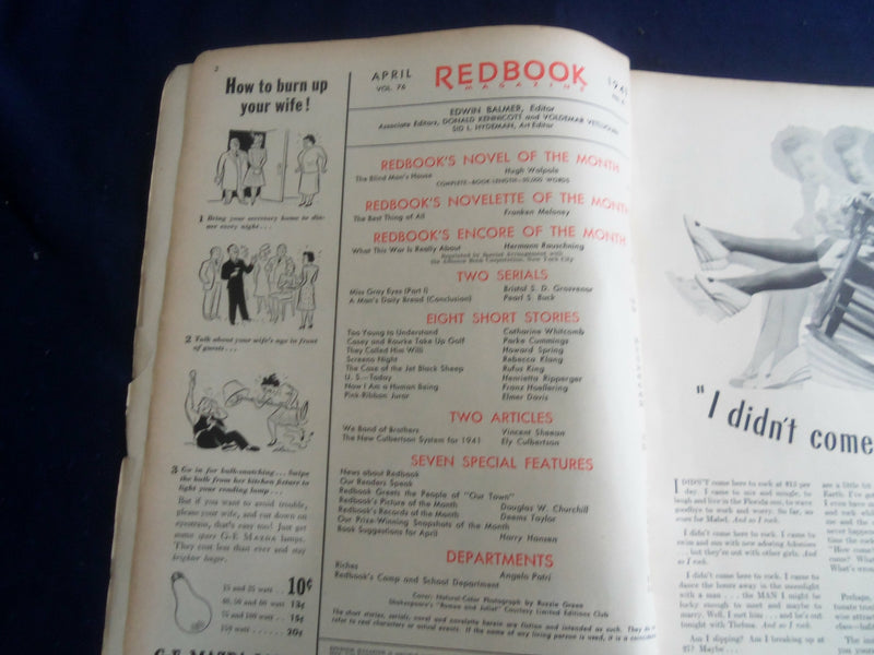 1941 APRIL REDBOOK MAGAZINE - THE BLIND MAN'S HOUSE - SP 4796O