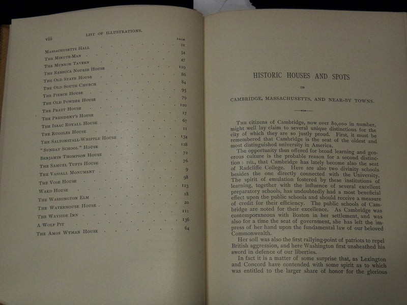 1897 HISTORIC HOUSES AND SPOTS IN CAMBRIDGE MASS. BOOK BY J. W. FREESE - K 2102