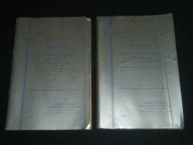 1939 DECEMBER 4 NJ HEALTH DEPT MUTUAL AID ASSOCIATION PROGRAM LOT OF 3 - J 4166