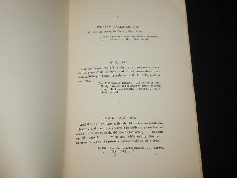 1920 SOME 17TH CENTURY ALLUSIONS TO SHAKESPEARE AND HIS WORKS BOOK - J 6525
