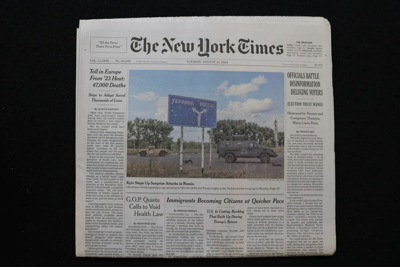 2024 AUGUST 13 NEW YORK TIMES - OFFICIALS BATTLE DIINFORMATION DELUGING VOTERS